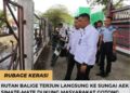 Kepala Kesatuan Pengamanan Rutan,Noel Tobing Bersama Kasubsi Pelayanan Tahanan Lindi Nainggolan Beserta Petugas Poltektip Menyaksikan Langsung Warga Binaan Membersihkan Kawasan Aek Simate-Mate.(Doc/Foto: Rutan Kelas IIB Balige)