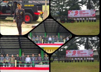 Kepala Kesatuan Pengamanan Lapas Kelas IIB Padangsidimpuan M. Nurdin,Beserta Forkopimda Mengikuti Upacara Hari Bhayangkara ke-79 Di Stadion Kota Padangsidimpuan Pada 1 Juli 2025.(Doc/Foto:Humas Lapassid)