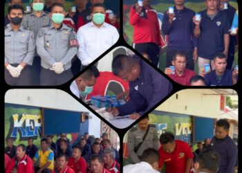 Kepala Pengamanan Rutan Kelas IIB Noel Tobing Bersama Kasubsi Pelayanan Tahanan,Team Medis Serta Staf Pengamanan Dan Regu Jaga, Adakan Tes Urine Kepada Wbp.(Doc/Rutan:Rutan Balige)