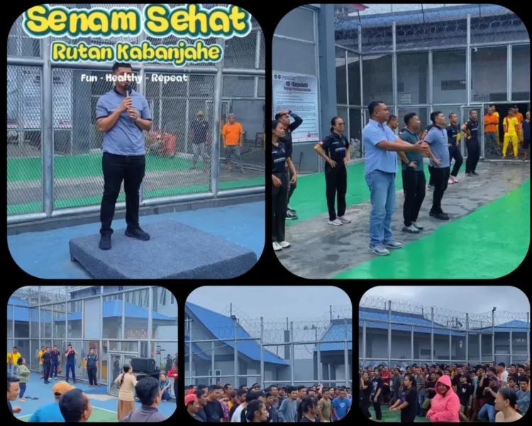 Ka.KPR Rutan Kabanjahe Beserta Pejabat Struktural Dan Warga Binaan Laksanakan Senam Pagi Bersama.(Doc/Foto:Humas Rutan Kabanjahe)