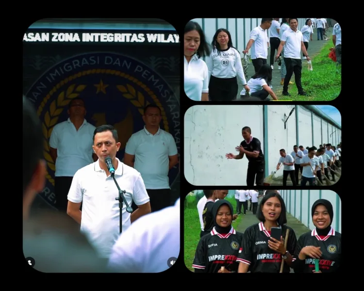 Karutan I Medan Andi Surya Beserta Pegawai Staf Mengadakan Gotong Royong Pada Sabtu (12/7).(Doc/Rutan: Rutan I Medan)