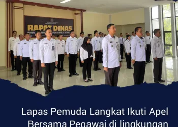 Kalapas Pemuda Langkat Beserta Jajaran Staf,Ikuti Apel Bersama Secara Virtual Yang Dilaksanakan Menteri HAM.(Doc/Foto: Humas Lapada)
