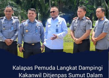 Kakanwil Sumut Yudi Suseno Didampingi Kalapas Pemuda Langkat Dan Kalapas Narkotika Beserta Dua Kplp Langkat Melihat Proyek Ketahanan Terpadu Langkat Indonesia.(Doc/Foto: Humas Lapada)