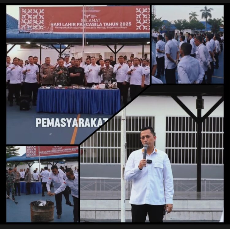 Kepala Rutan Kelas I Medan, Andi Surya, Pimpin Apel Razia Gabungan Dan Didampingi Petugas Rutan dan Aparat Penegak Hukum dari TNI dan Polri.(Doc/Foto: Rutan Kelas I Medan)