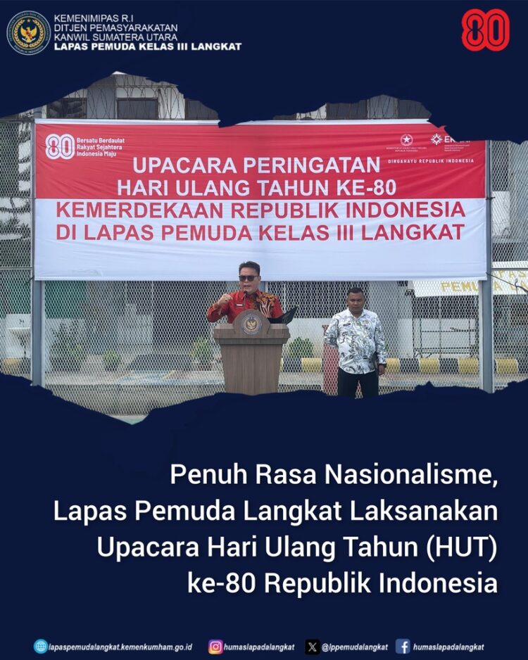 Kalapas Pemuda Langkat, Kenal Purba Sebagai Inspektur Upacara Didampingi Satu Pejabat Struktural.(Doc/Foto : Humas Lapada)