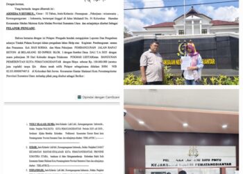 Armida Sitorus (kanan), didampingi Kuasa Hukumnya, secara resmi menyerahkan Laporan dan Pengaduan Tindak Pidana Korupsi ke Kejaksaan Negeri Pematangsiantar.(Doc/Foto : Istimewa)