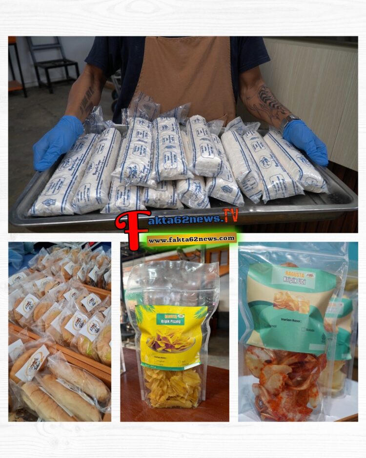 Karya Nyata dari Balik Jeruji: Produk Unggulan Ragusta Bakery" Nampak dalam gambar koleksi tempe higienis, roti lembut, serta keripik pisang dan ubi hasil produksi warga binaan Rutan Kelas I Medan.(Doc/Foto : Humas Rutan Kelas I Medan)