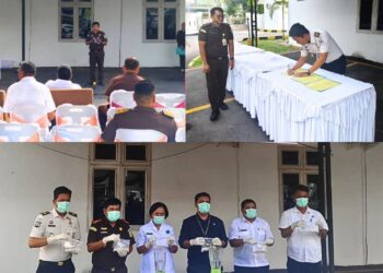 Ket Foto : Perwakilan Lapas Tebing Tinggi bersama jajaran Kejaksaan Negeri Serdang Bedagai saat prosesi pemusnahan barang bukti narkotika dan penandatanganan berita acara, Selasa 28/04.