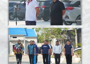 Sinergi dan keakraban petugas Lapas Lubuk Pakam bersama BNN Deli Serdang yang terjalin melalui senam bersama (bawah) serta pertandingan tenis meja (atas) guna memperkuat koordinasi dan soliditas tim dalam mendukung program P4GN.(Doc/Foto : Humas Lapas Lubuk Pakam)