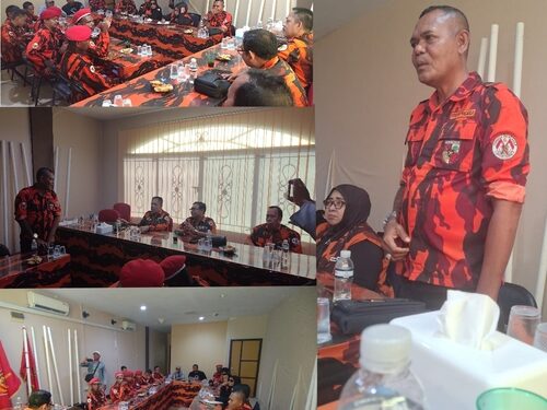 Suasana khidmat Rapat Pleno Majelis Pimpinan Wilayah (MPW) Pemuda Pancasila Provinsi Kepulauan Riau (Kepri) yang digelar di kawasan Batam Center, Kota Batam, Jumat (2/5). Menunjukkan momen pengarahan dari Ketua MPW PP Kepri, Sunarto Poniman, S.H. (berdiri di samping kanan), di hadapan jajaran pengurus inti dan unsur Srikandi. Dalam arahannya, Poniman menginstruksikan penguatan struktur organisasi dan penegasan soliditas kader demi menghadapi berbagai agenda krusial, termasuk penetapan Komandan KOTI Mahatidana dan persiapan Muscab di tujuh kabupaten/kota se-Kepri.(Istimewa)
