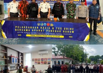 Sinergi Aparat Penegak Hukum bersama Komandan KOTI MPW PP Kepri saat rilis hasil razia dan tes urine guna memberantas Hilinar di Rutan Kelas IIA Batam.(Doc/Foto : Istimewa)